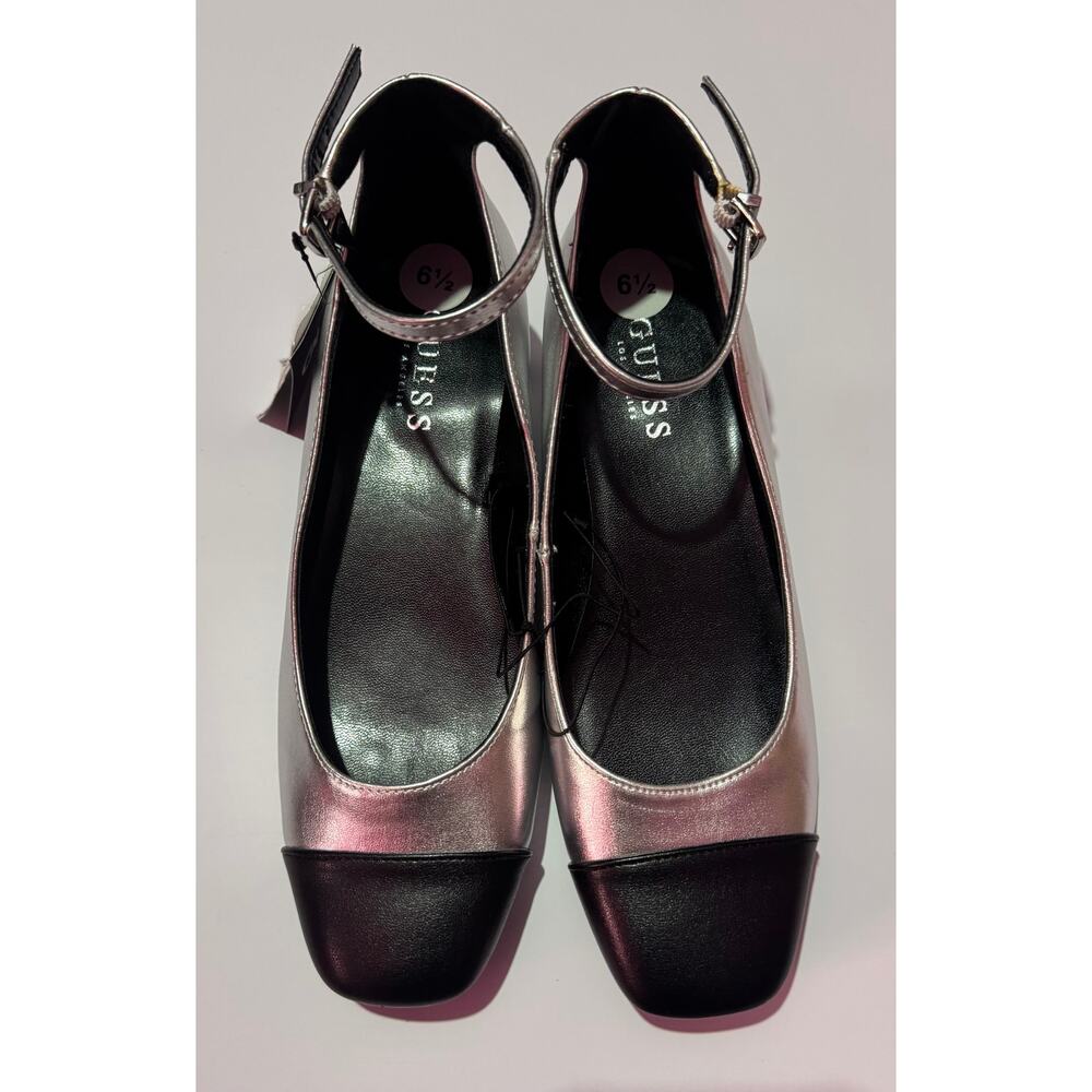 NWT Black & Sliver Ankle Strap Guess Shoes Size 6.5